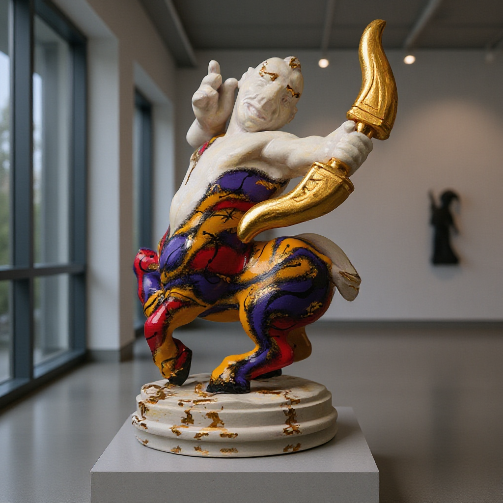 Statuette on green pedestal